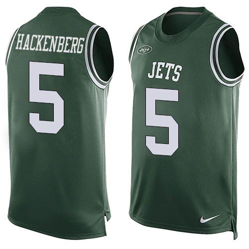 Nike Jets #5 Christian Hackenberg Green Team Color Men's Stitched NFL Limited Tank Top Jersey - Click Image to Close